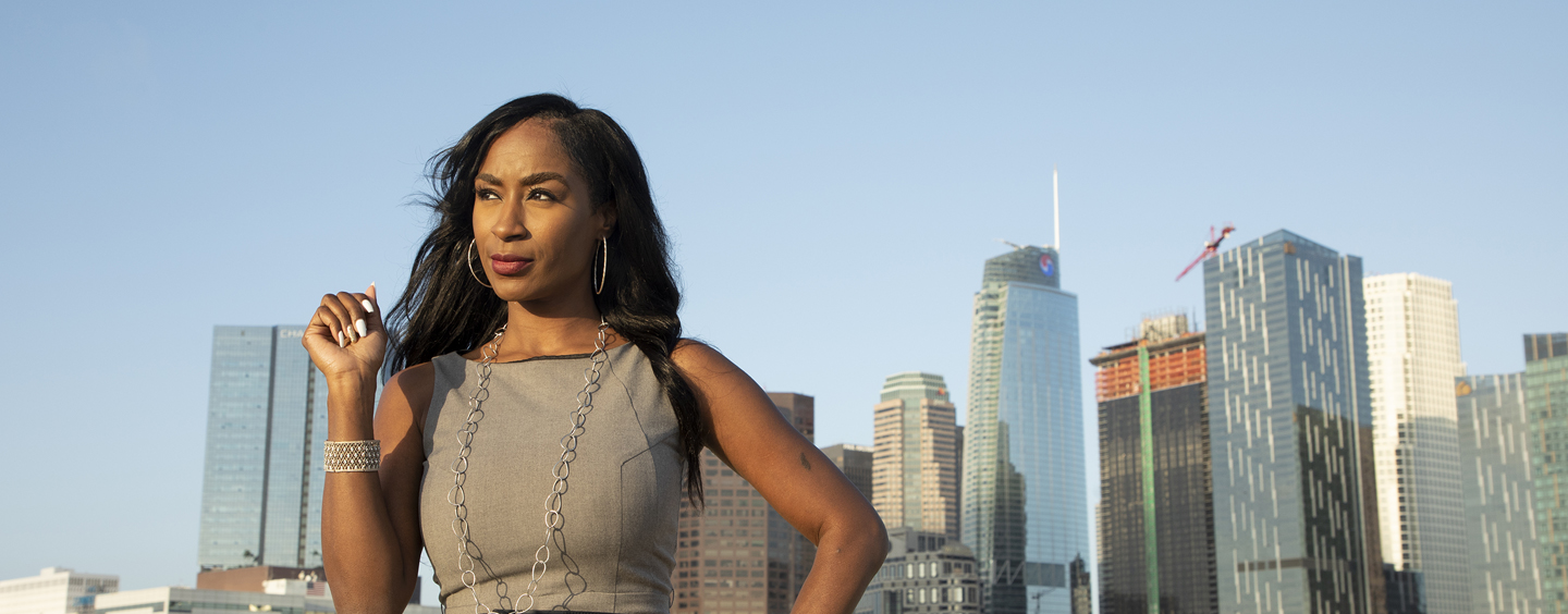 Toni Washington Stands Tall Against LA Skyline